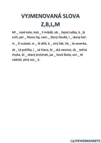 Vyjmenovaná slova po Z, B, L, M