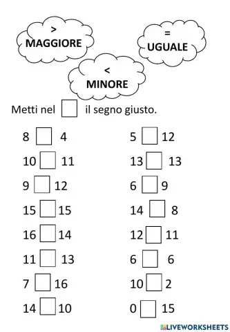 Maggiore, minore e uguale
