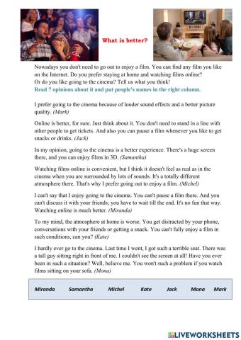 At the cinema or at home