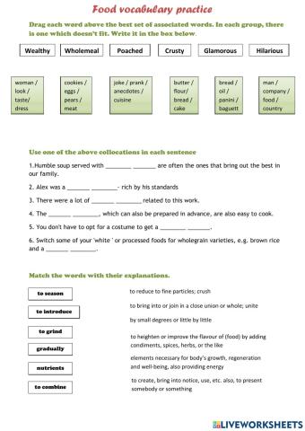 Food related vocabulary