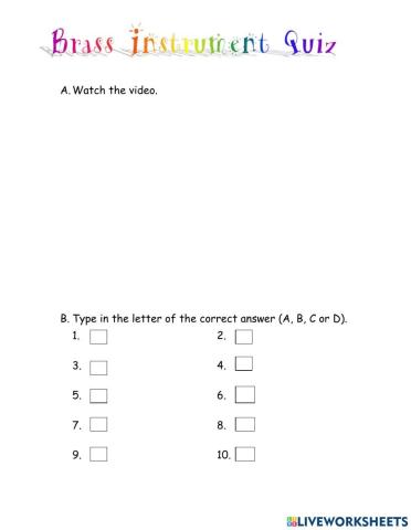 Brass Instrument Family Quiz
