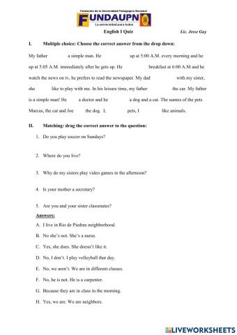 English I Test Jesse Guy