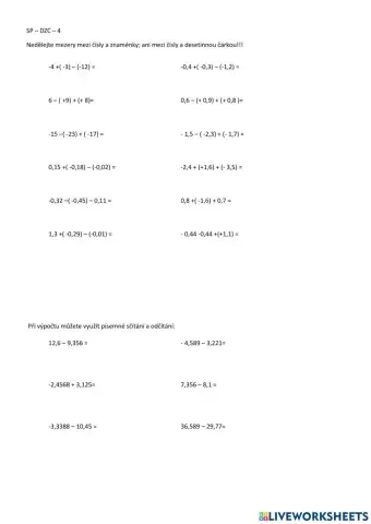 Desetinná záporná čísla4