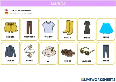 CLOTHES vocabulary flashcards
