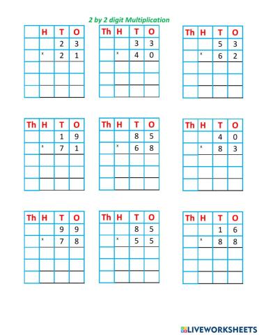 2 x 2 digit multiplication