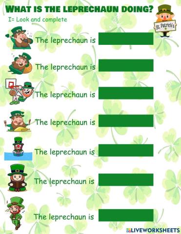 What is the leprechaun doing?