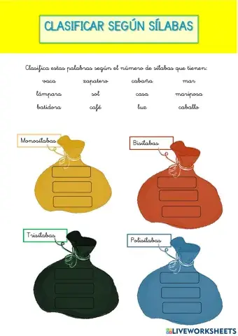 Clasifica según número de sílabas