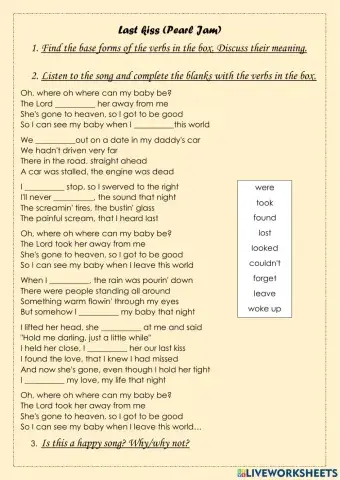 Last kiss - Listening comprehension