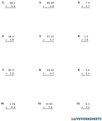 Multiplying decimals