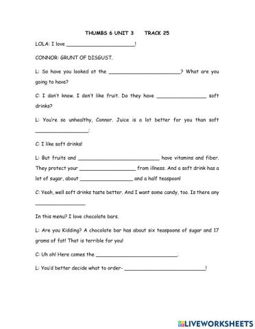 Listening exercise Unit 3 Thumbs up 6 track 25