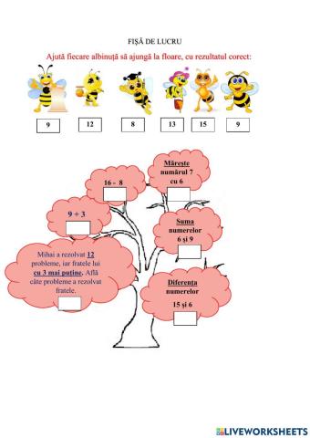 Adunarea și scăderea numerelor de la o la 20, cu trecere peste ordin
