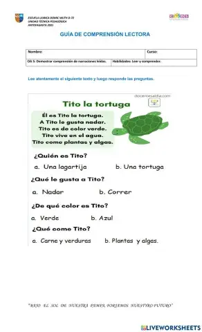 Comprensión de lectura inicial