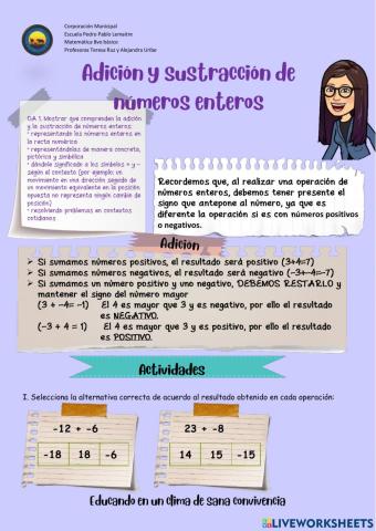 8vo-Adición y sustracción