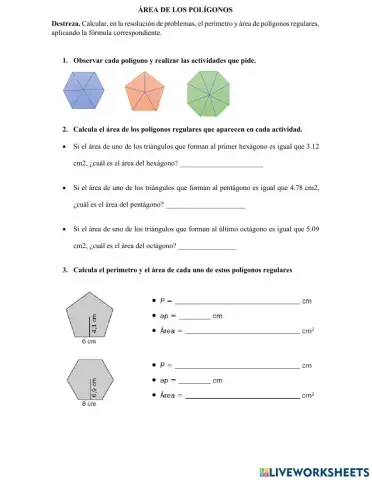 Área de polígonos regulares