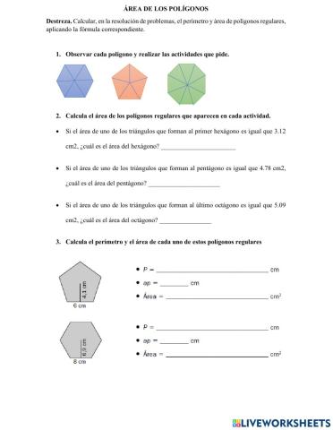 Área de polígonos regulares