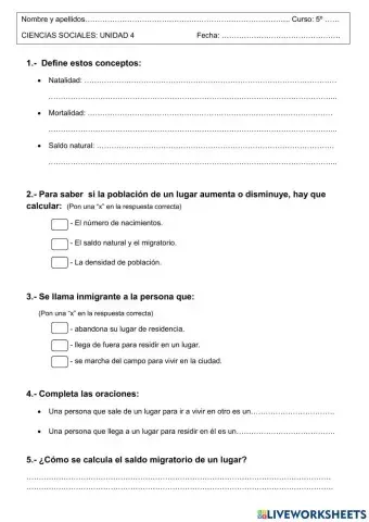 Control 5º curso CCSS 2º trimestre