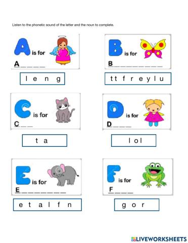 Abc vocabulary