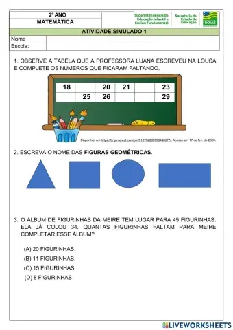 Avaliação de Matemática
