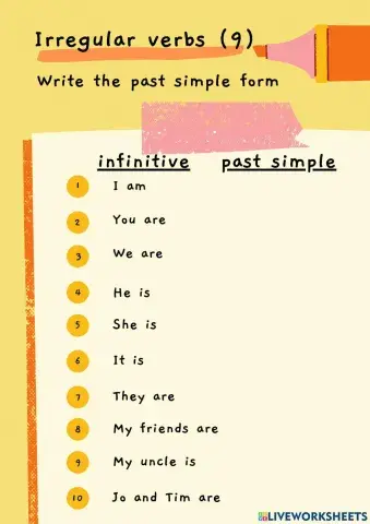 Irregular Verb Past Simple Test (TO BE)