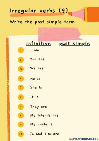 Irregular Verb Past Simple Test (TO BE)