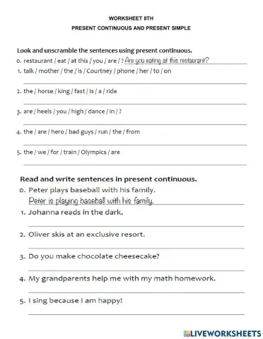 Present continuous and simple