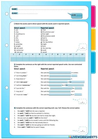 REPORTED SPEECH (Sp8)
