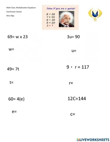 Multiplication Equations