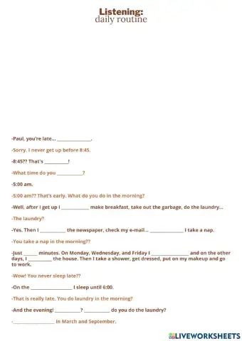 Listening: daily routine