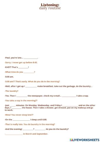 Listening: daily routine