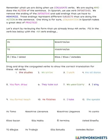 Spanish -AR Verb review & -ER verb Intro
