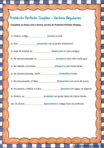 Pretérito perfeito (ex.1)