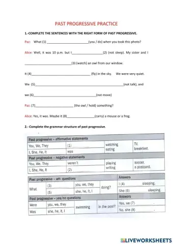 Practice progressive tense