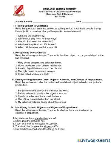 Grammar Test III Bimester