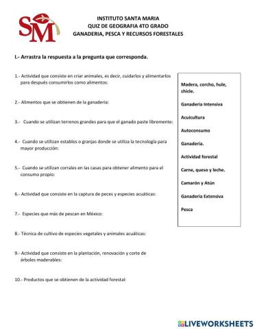 Quiz ganaderia pesca y act forestal