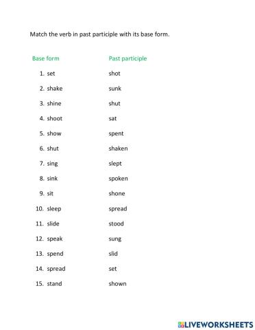 Past participle verbs 3