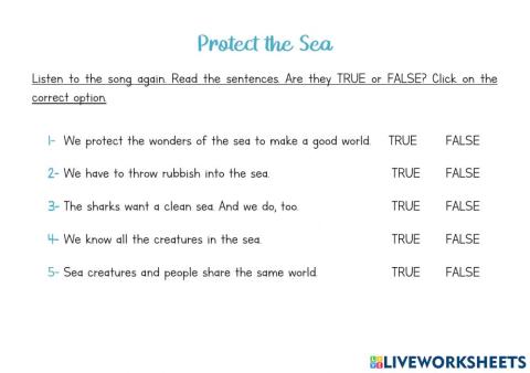 Protect the sea: true or false?