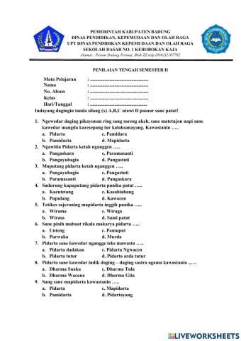 Ulangan Tengah Semester Bahasa Bali