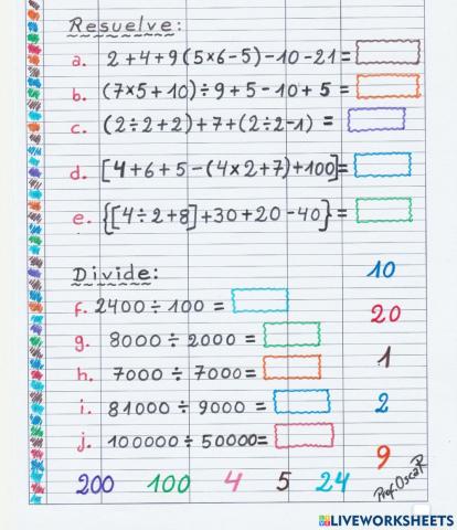 Operaciones combinadas