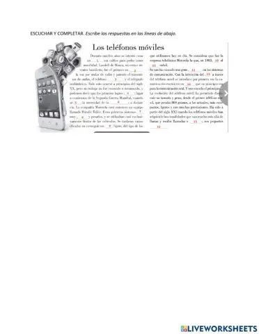Tecnología: El teléfono móvil (actividad escuchar)