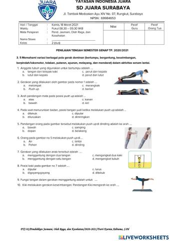 Penilaian Tengah Semester geap PJOK