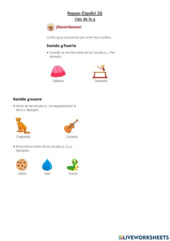 Español 2G-Repaso letra g