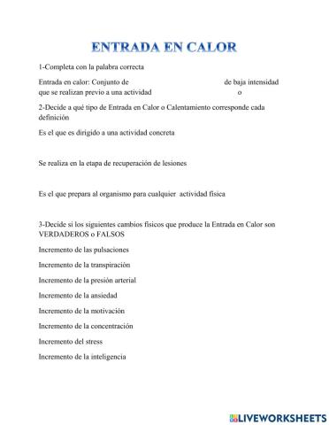 Entrada en Calor