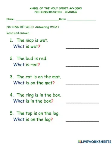 Noting Details - Answering WHAT