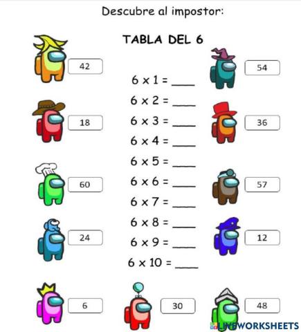 Tablas de multiplicar among us