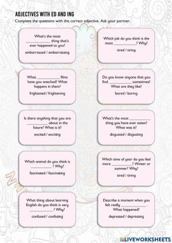 Adjectives with ed and ing