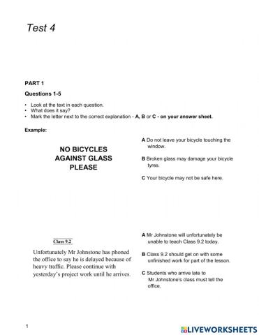 B1 TOPIC 18 reading b3t4