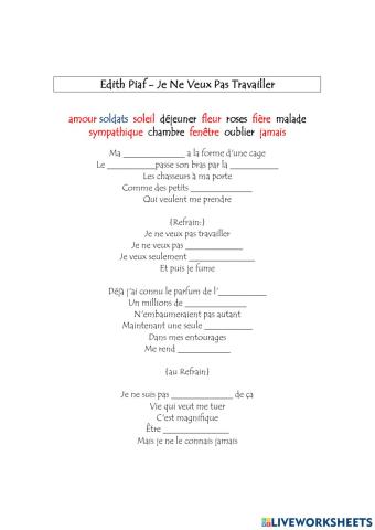 Je ne veux pas travailler