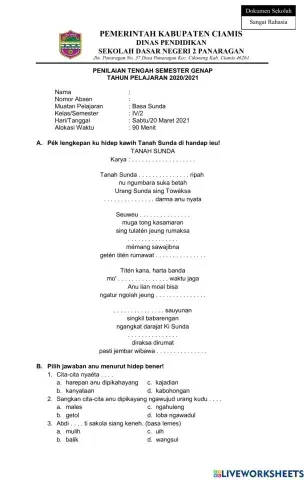 Penilaian Tengan Semester (PTS) Basa Sunda