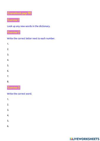 Page 90, exercises 1 to 3