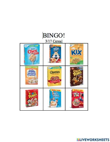 Bingo Board Cereal 1